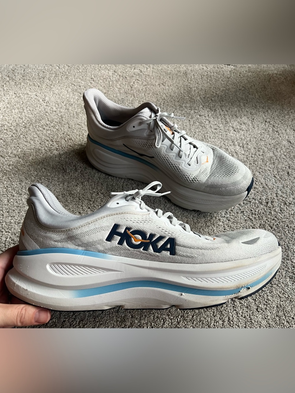 Hoka One One Bondi 9 Mens Size 15 D Stardust / Cosmic Grey Athletic Sneakers